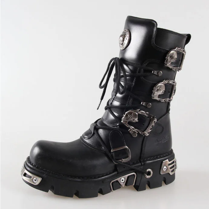 NEW ROCK Metal Boots (391-S1) Black Černá 36
